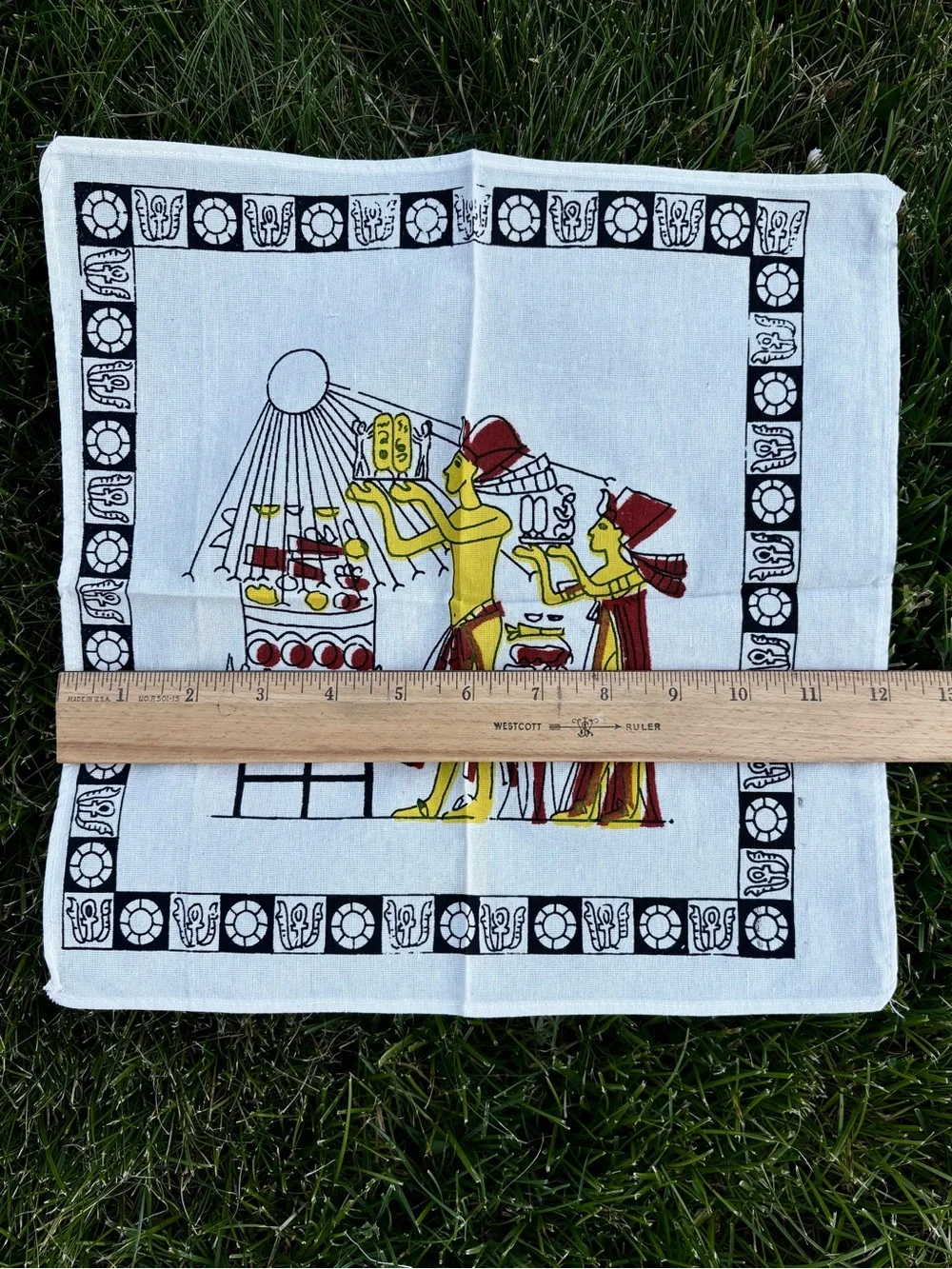 Egyptian Motif Cotton Dinner Napkins and Tablecloth